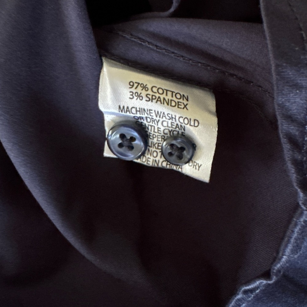 DSTRCT & Row Slim Fit Dress Shirt Navy Size M Wrinkle-Free Long Sleeve Button Up - Picture 9 of 9